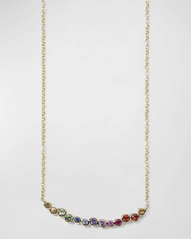 18K Starlet Bar Necklace with Rainbow Sapphires